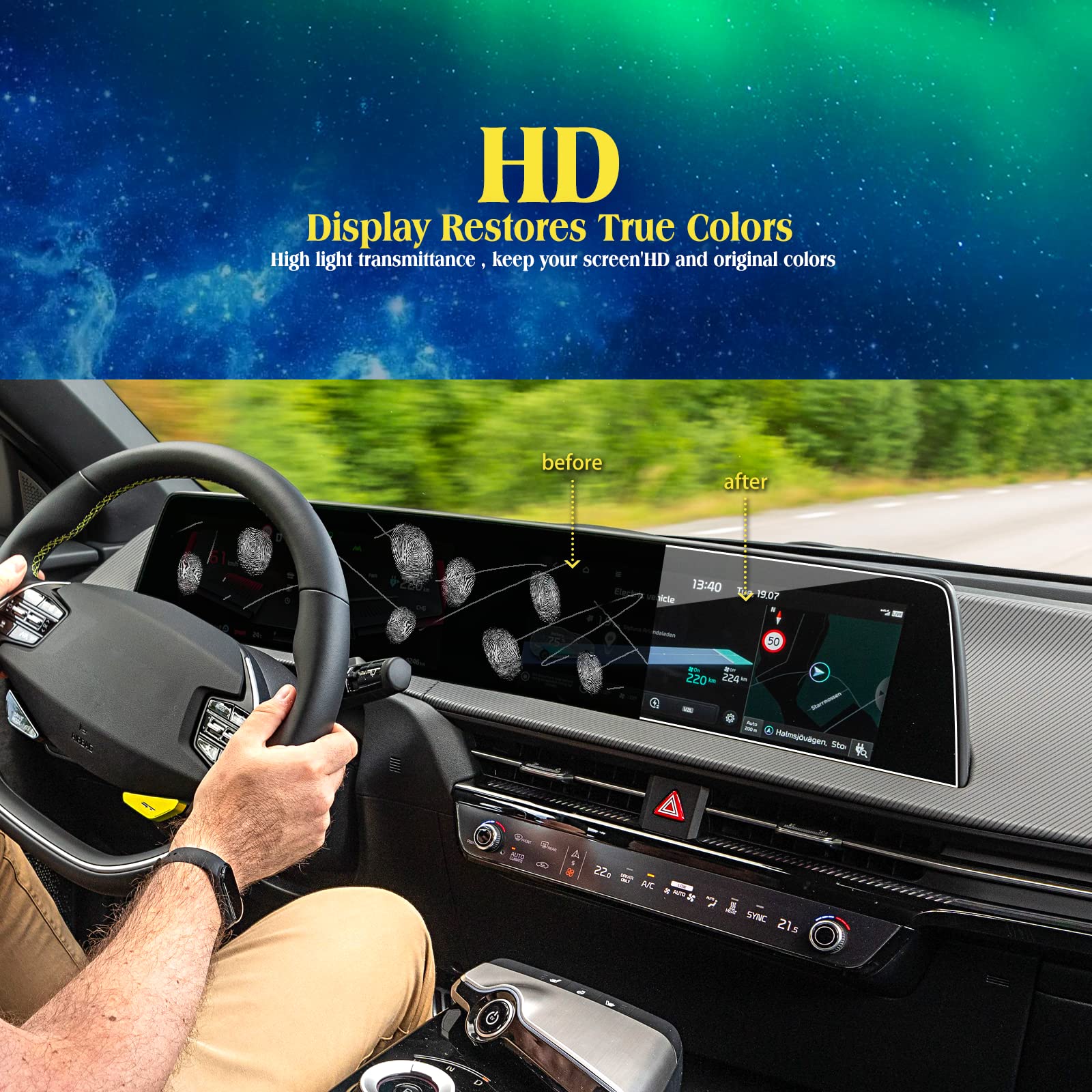 Eueky 2Pcs 2024 Kia Ev6 Screen Protector Compatible With Kia Ev6 2024 2023 2022 Wind/Gt Line 12.3Inch Navigation And Dashbord Di